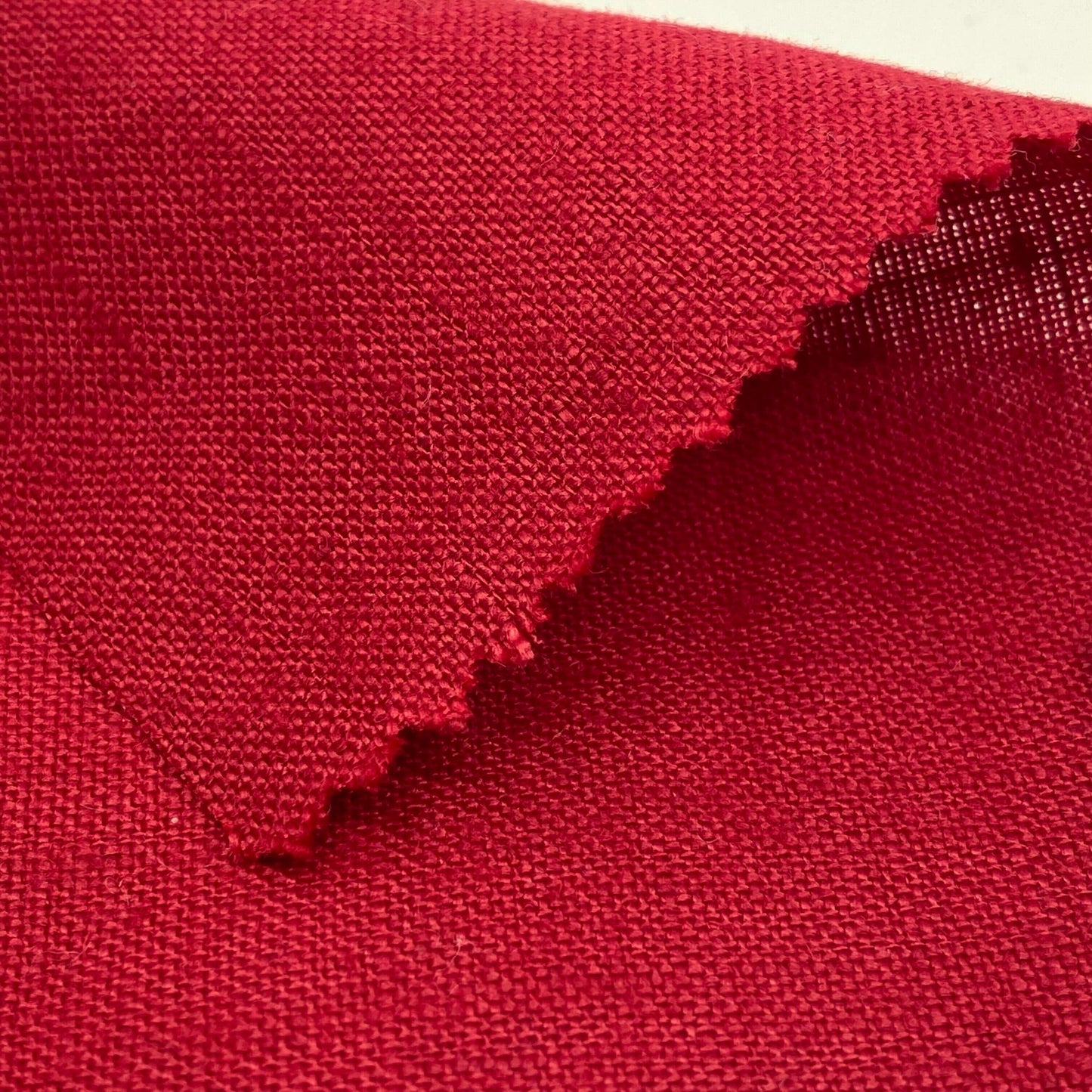 Tissu - Toile de lin coton rouge