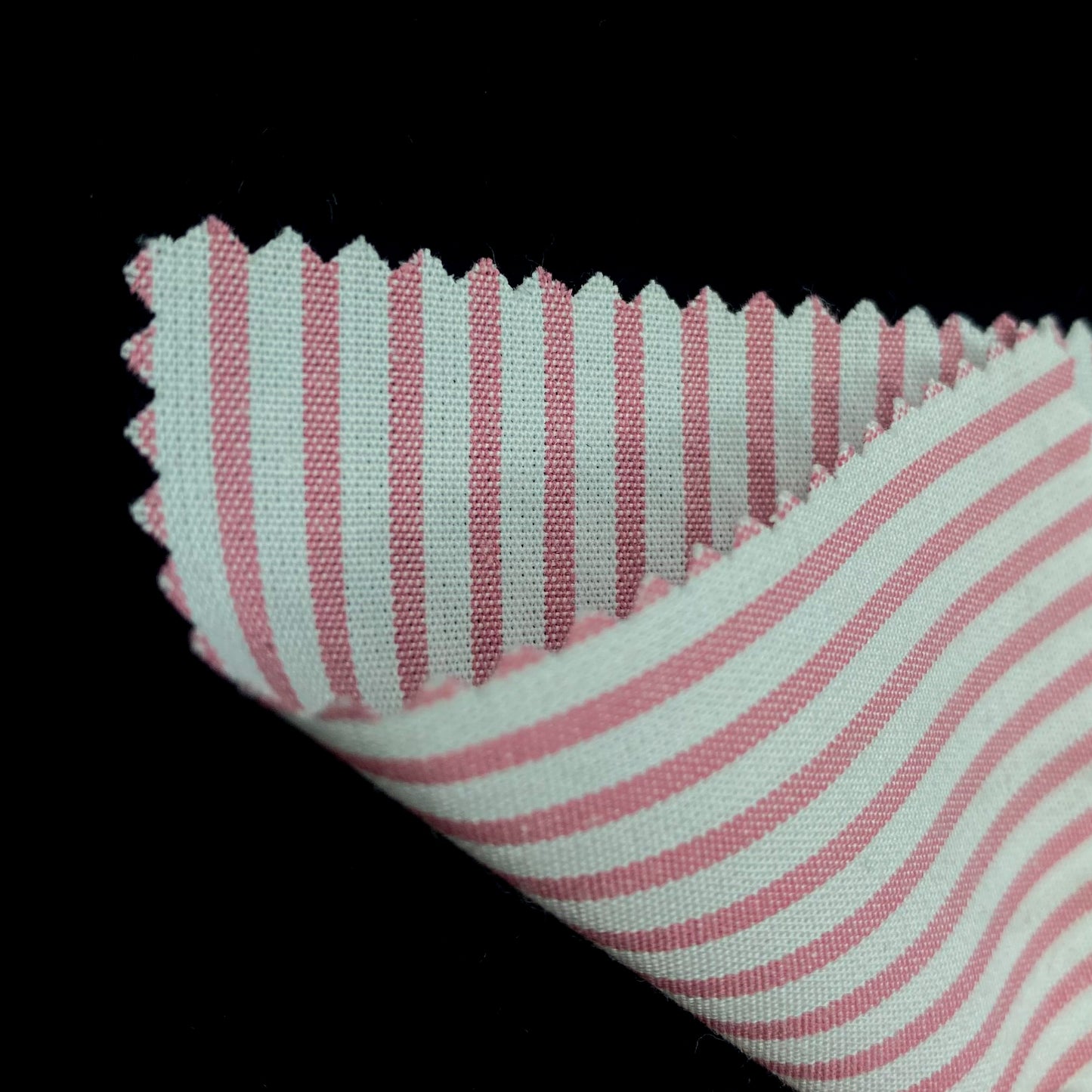 Tissu - Toile polyester coton rayé rose et blanc