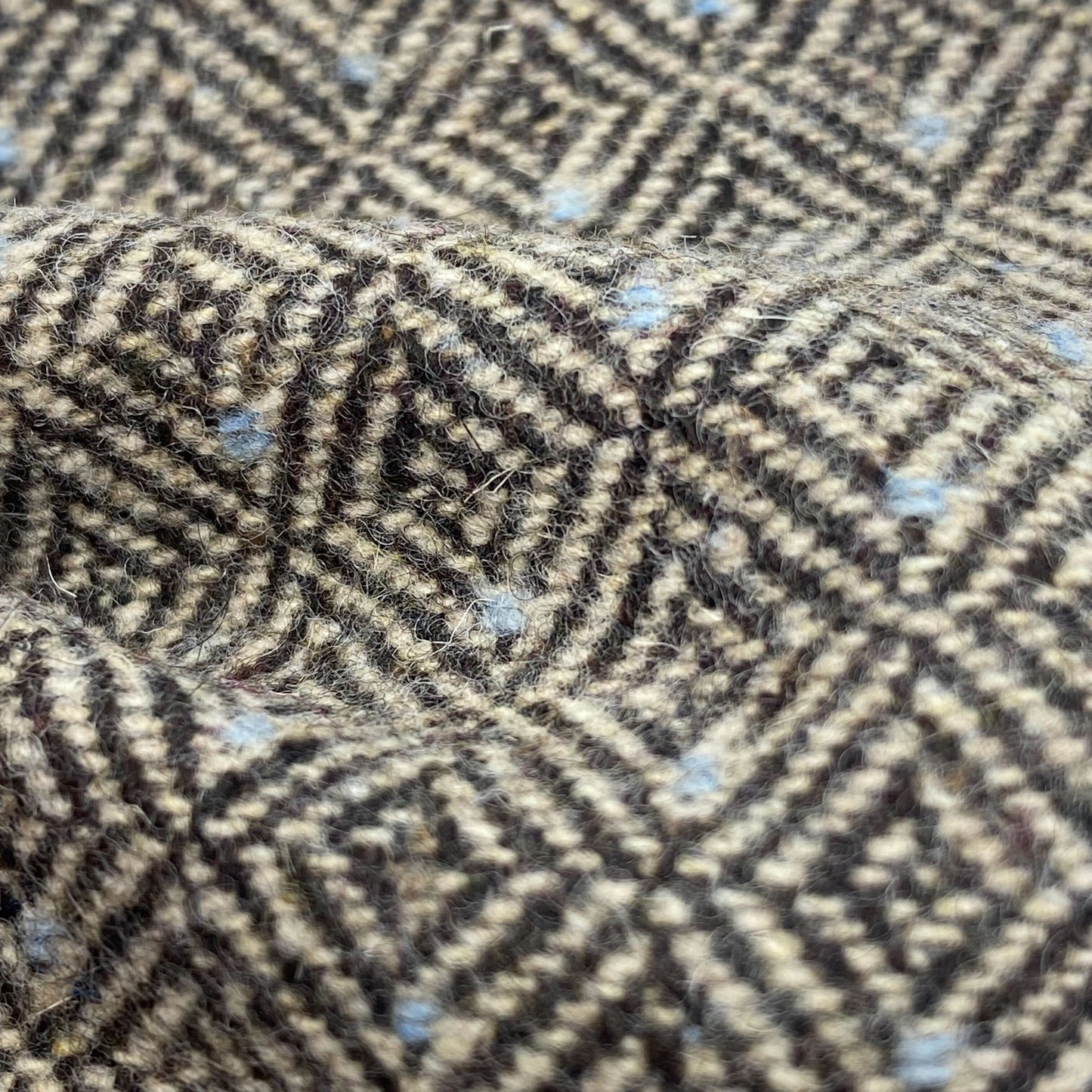 Tissu - Lainage acrylique polyester à motifs blanc marron