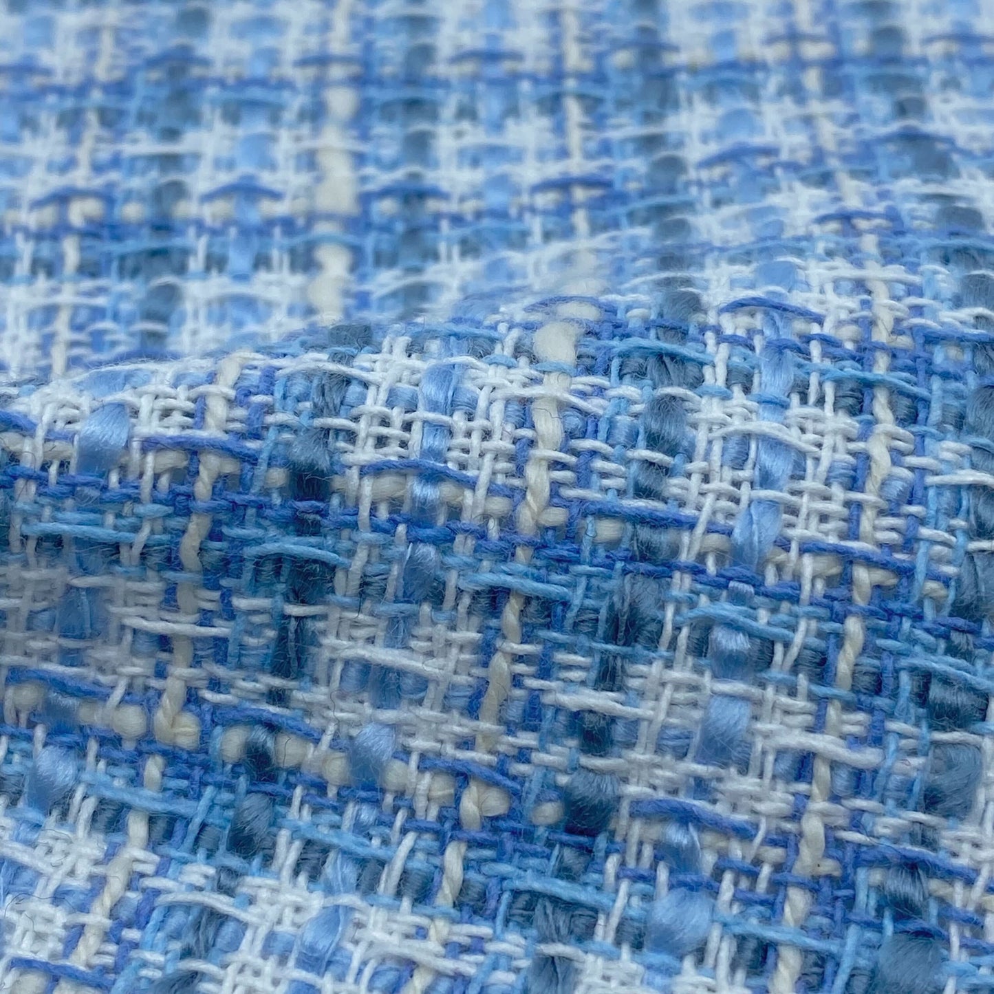 Tissu - Tweed coton acrylique bleu clair