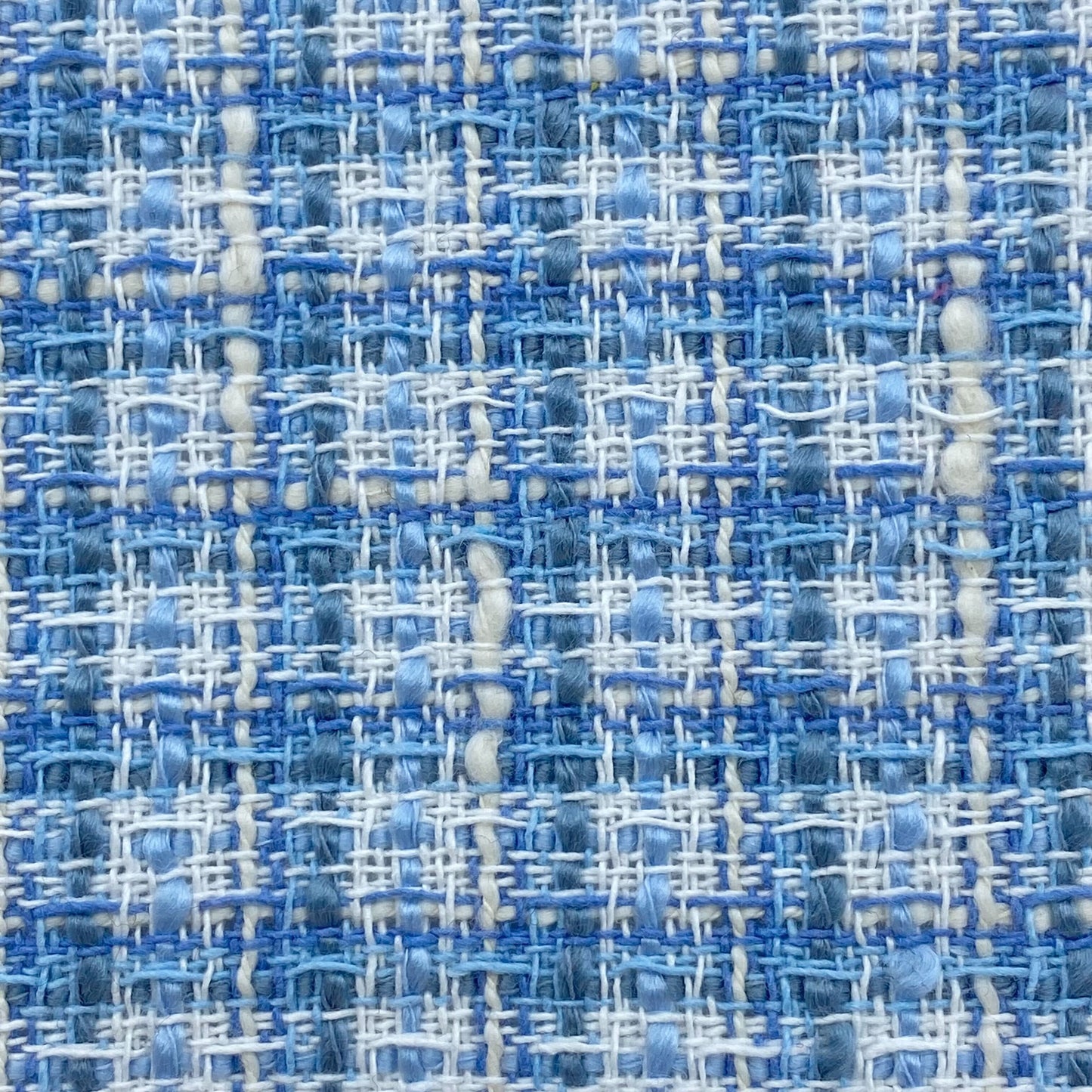 Tissu - Tweed coton acrylique bleu clair