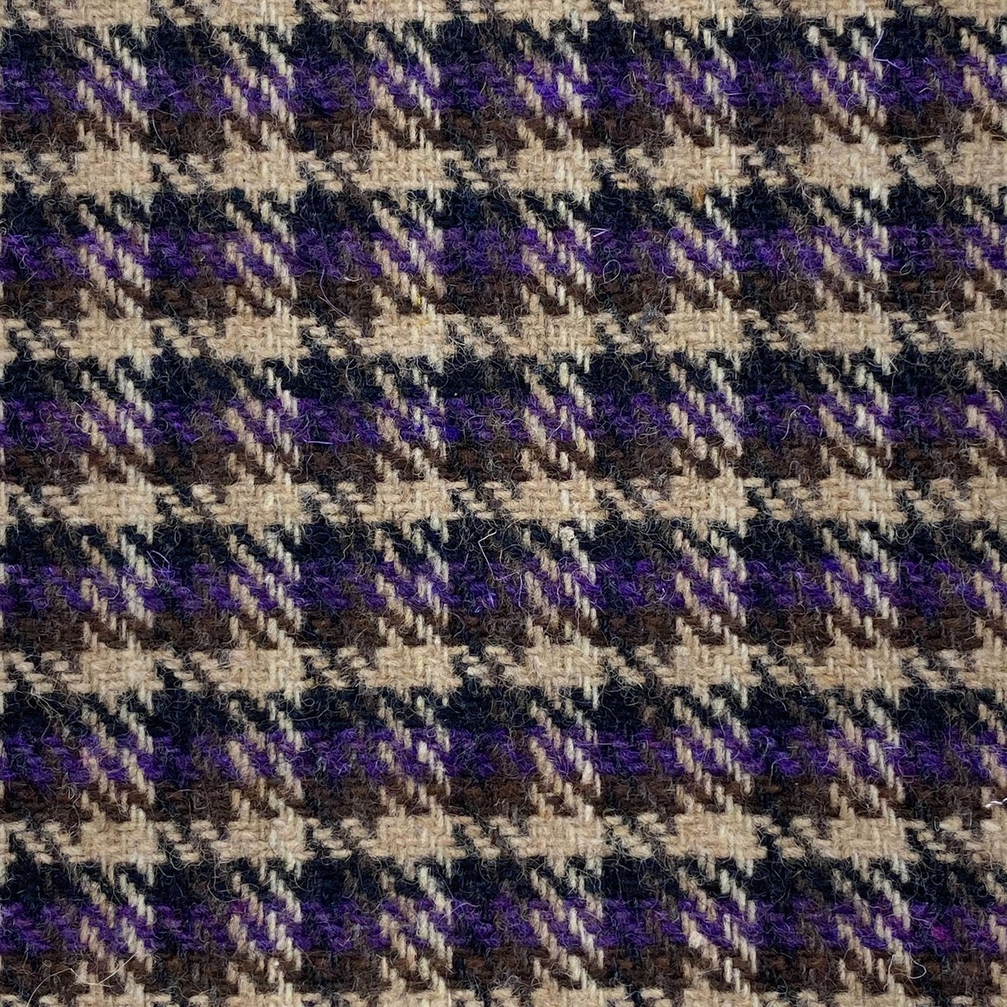 Tissu - Lainage acrylique laine à carreaux beige noir et violet