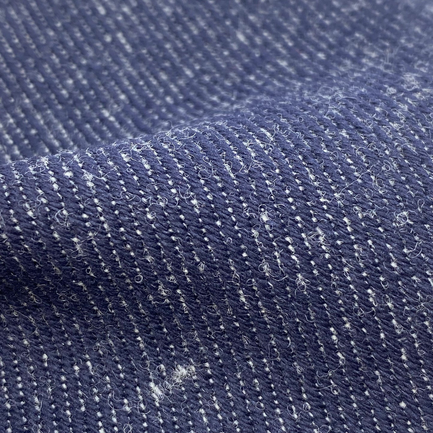 Tissu - Sergé coton laine indigo écru