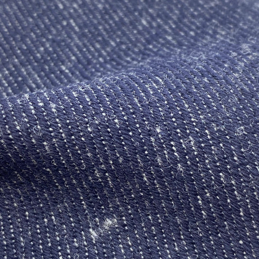 Tissu - Sergé coton laine indigo écru