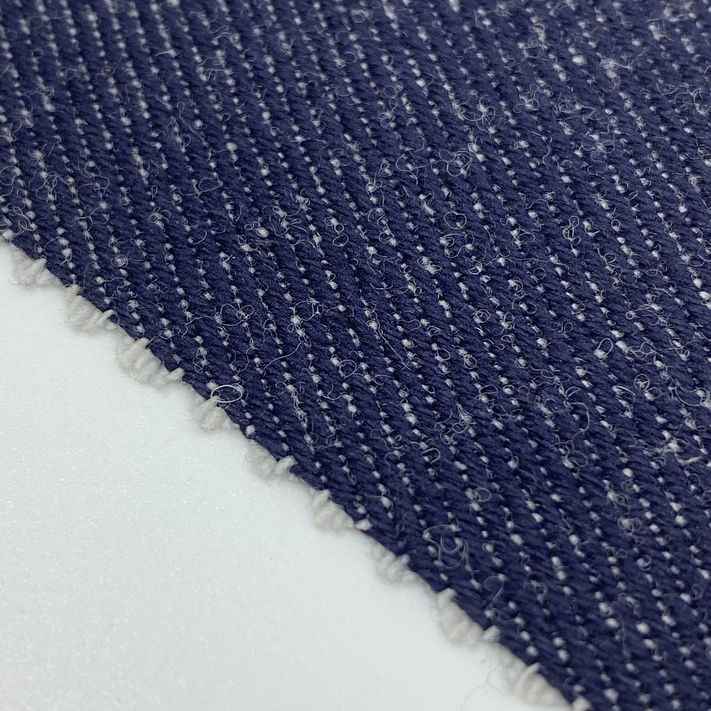 Tissu - Sergé coton laine indigo écru