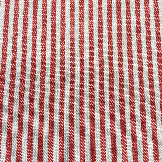 Tissu - Toile coton polyester rayé rouge blanc