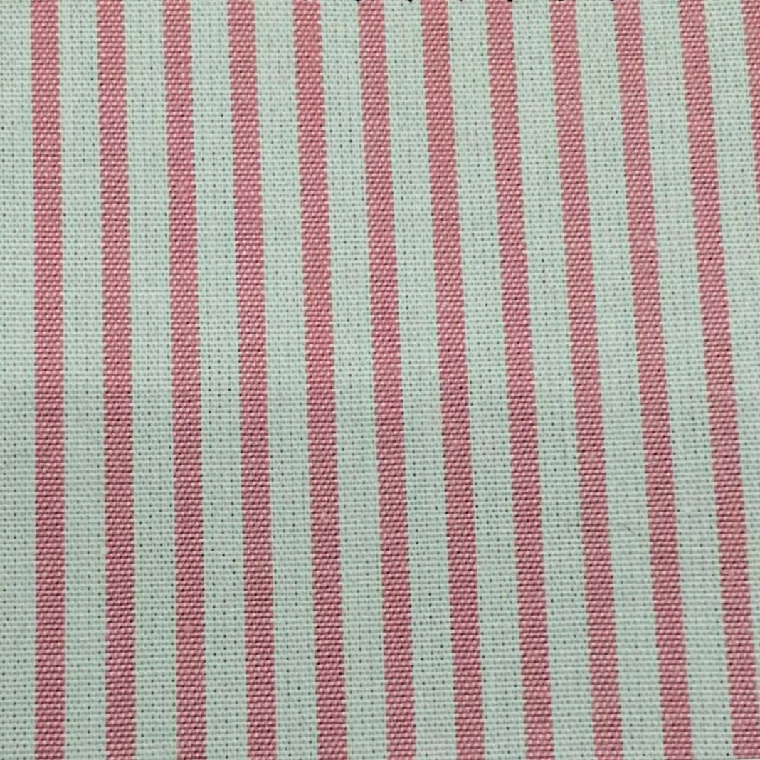 Tissu - Toile polyester coton rayé rose et blanc