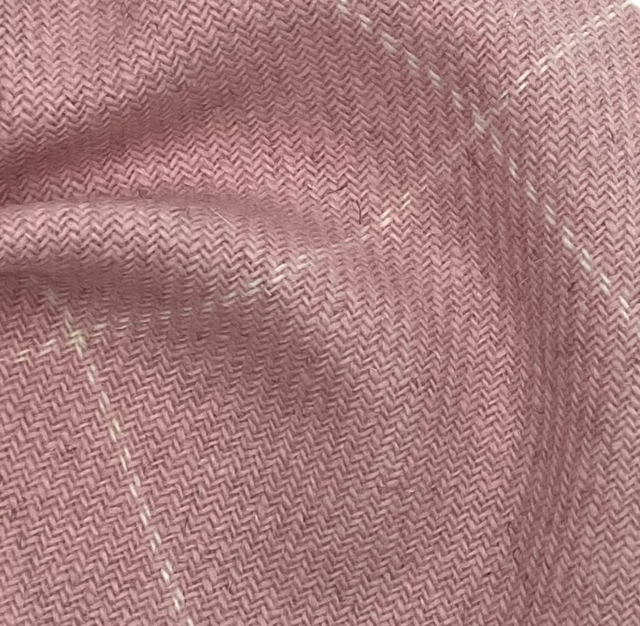 Tissu - Lainage polyester laine rose à carreaux blanc