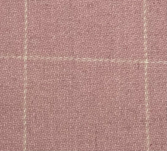 Tissu - Lainage polyester laine rose à carreaux blanc