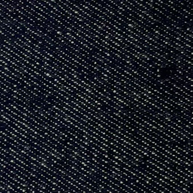 Tissu - Sergé chanvre laine indigo écru