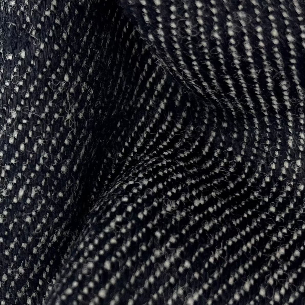 Tissu - Sergé chanvre laine indigo écru